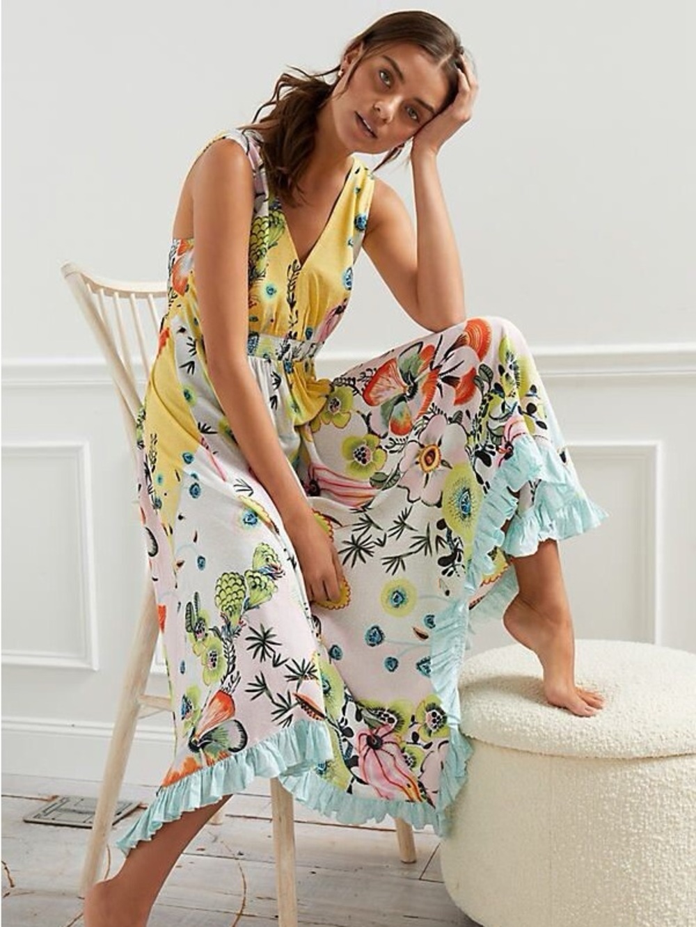 By Anthropologie Margaux Sleep Floral Dress Size L